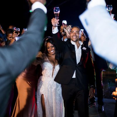 Photo of Keshia Knight Pulliam and her husband, Brad James during their wedding ceremony.